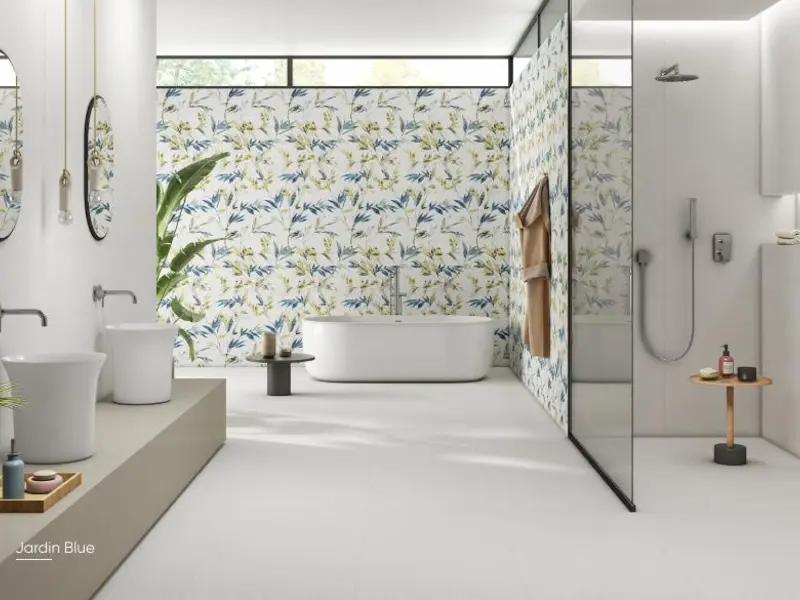 Jardin Blue tile from the 600 × 1200 Tropical Collection